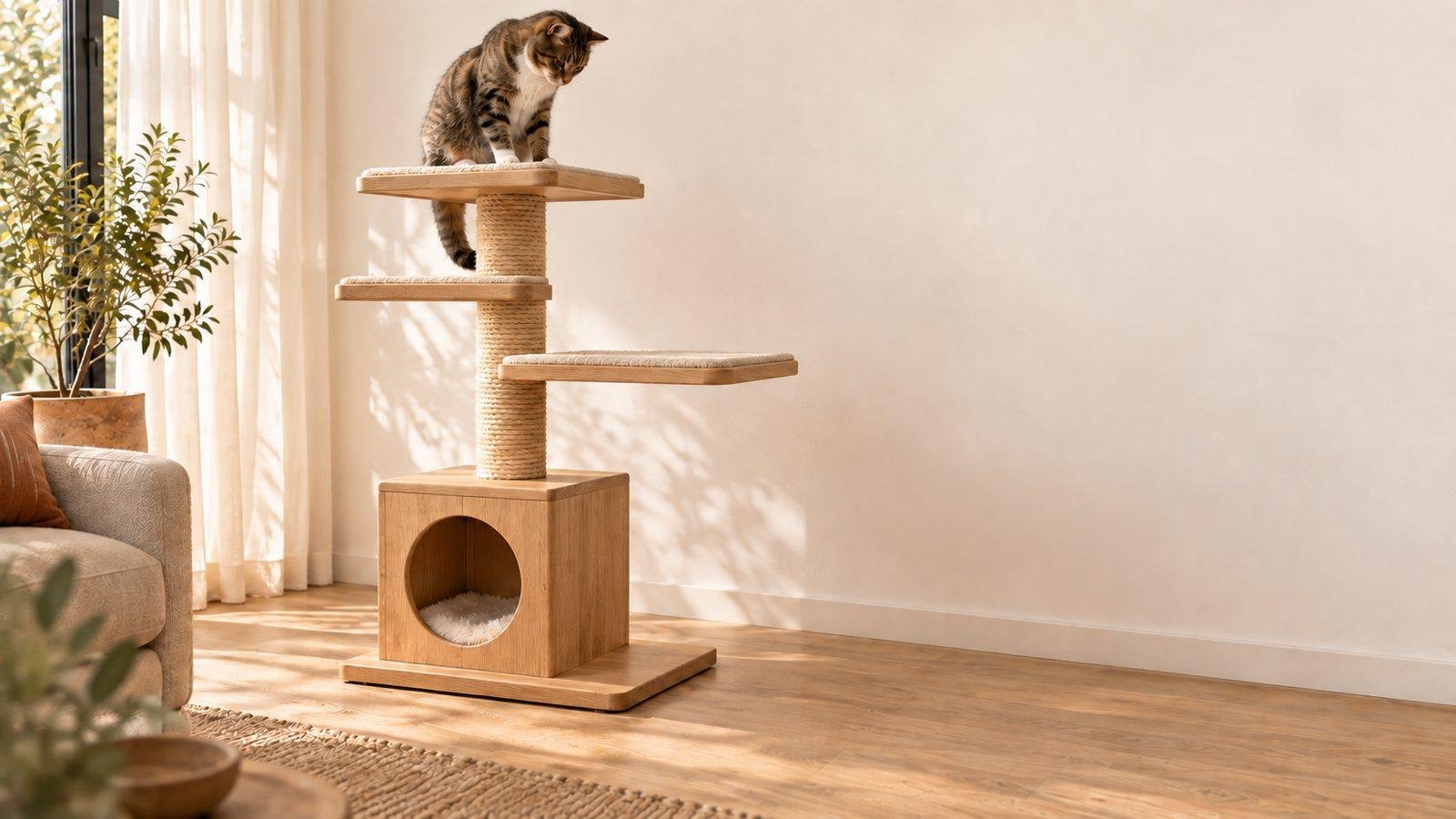 Torre rascador de madera para gato